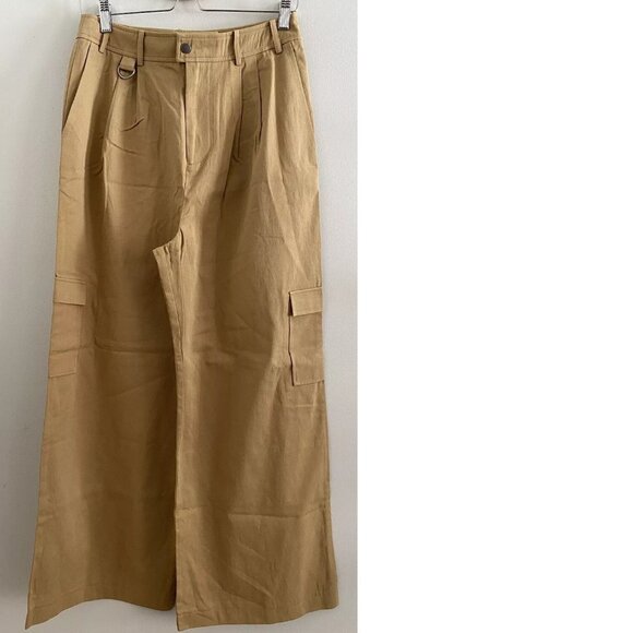 By Anthropologie Avec Les Filles Pleated Cargo Trousers size 8 khaki new - Picture 7 of 7